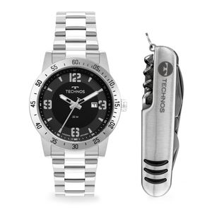Kit Technos Masculino Militar Prata - 2115TVA/K1P