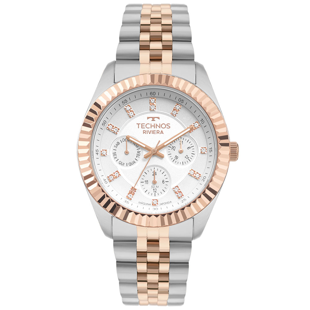 ハナグロ Relógio Feminino Technos Bicolor Riviera - 6P79BX/1K