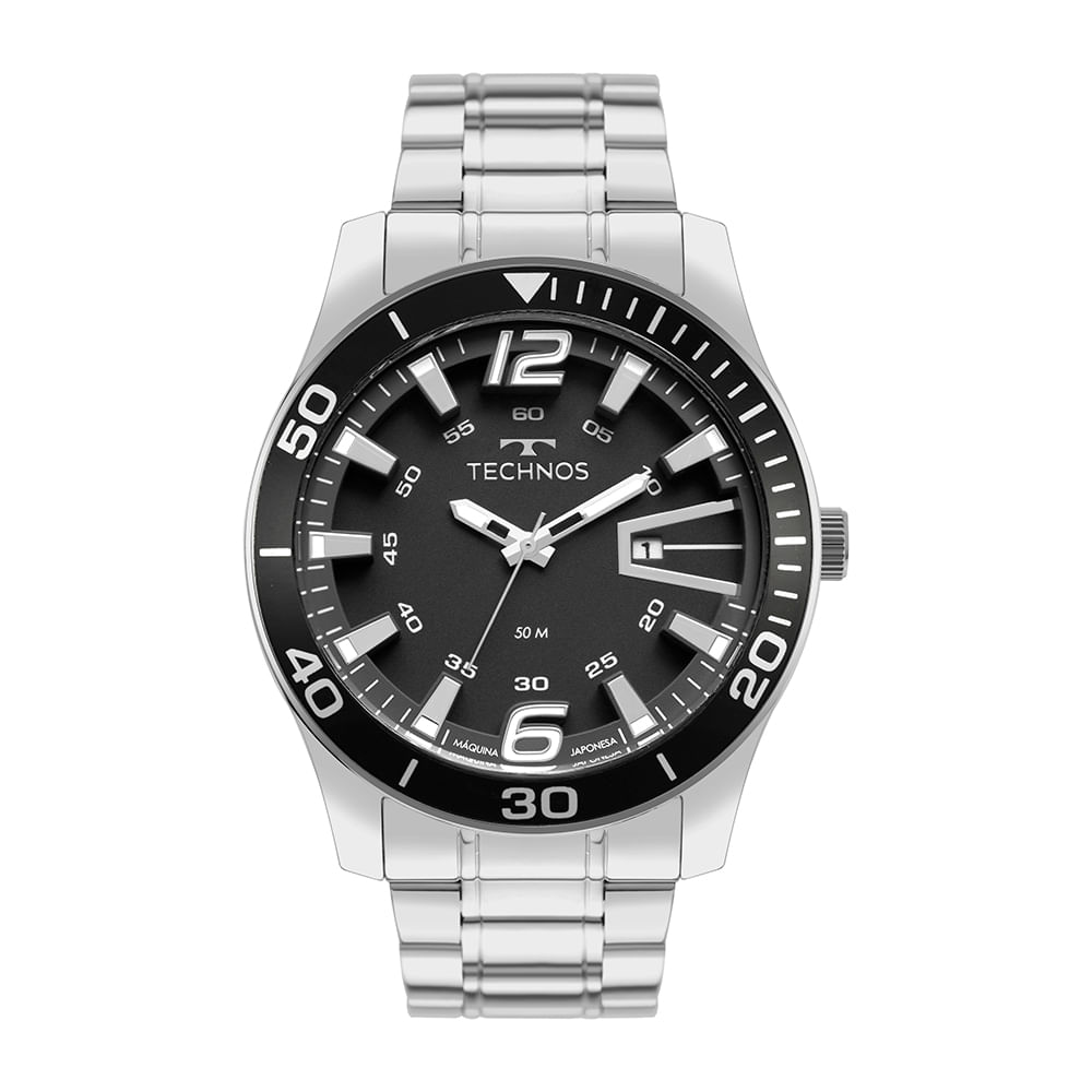 ペテンシー Relógio Technos Masculino Premium Prata Racer - 2115TXA/1P