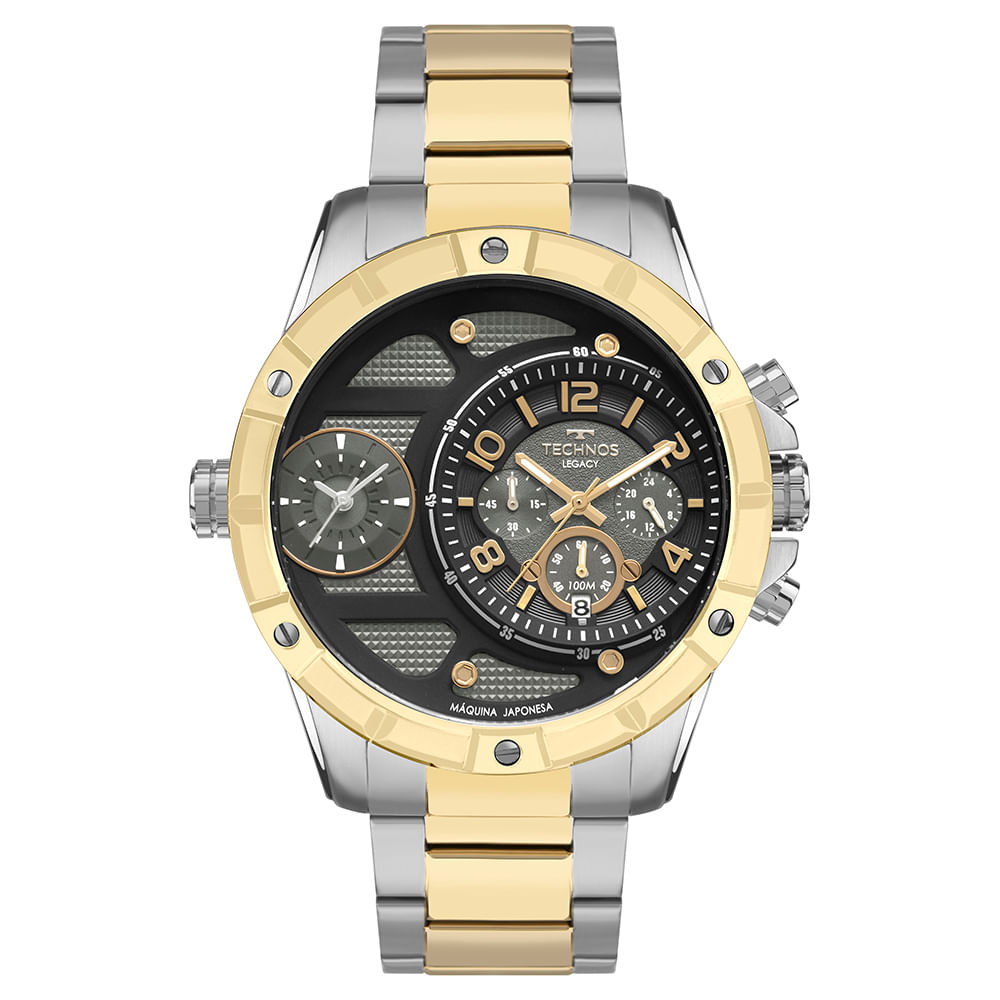 ジャパンテクノロジー　シャクシャイン　レイヤードメタル Relógio Masculino Technos Legacy Bicolor Cronógrafo - OS2A2MAQAC/1P