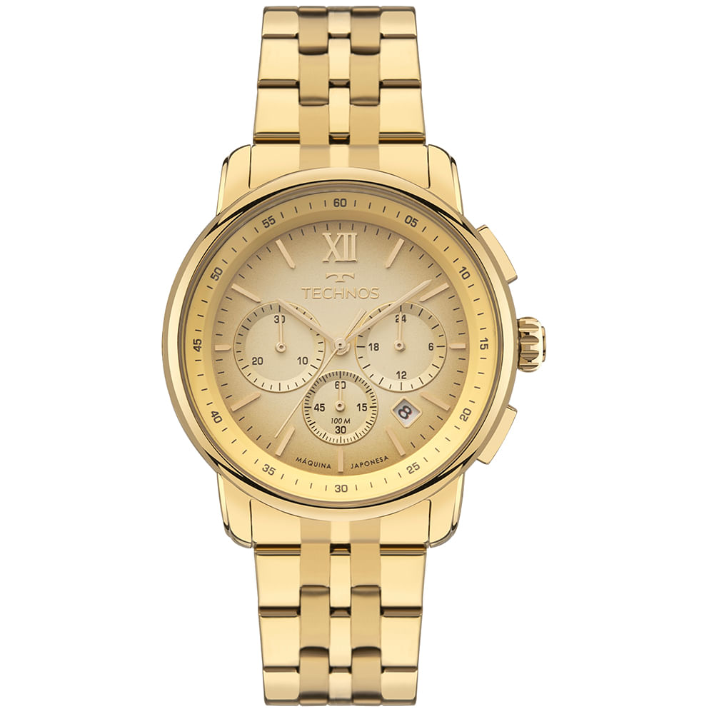 ジャパンテクノロジー　サスシャイン Relógio Technos Masculino Dourado Grandtech - JS25BCO/1X