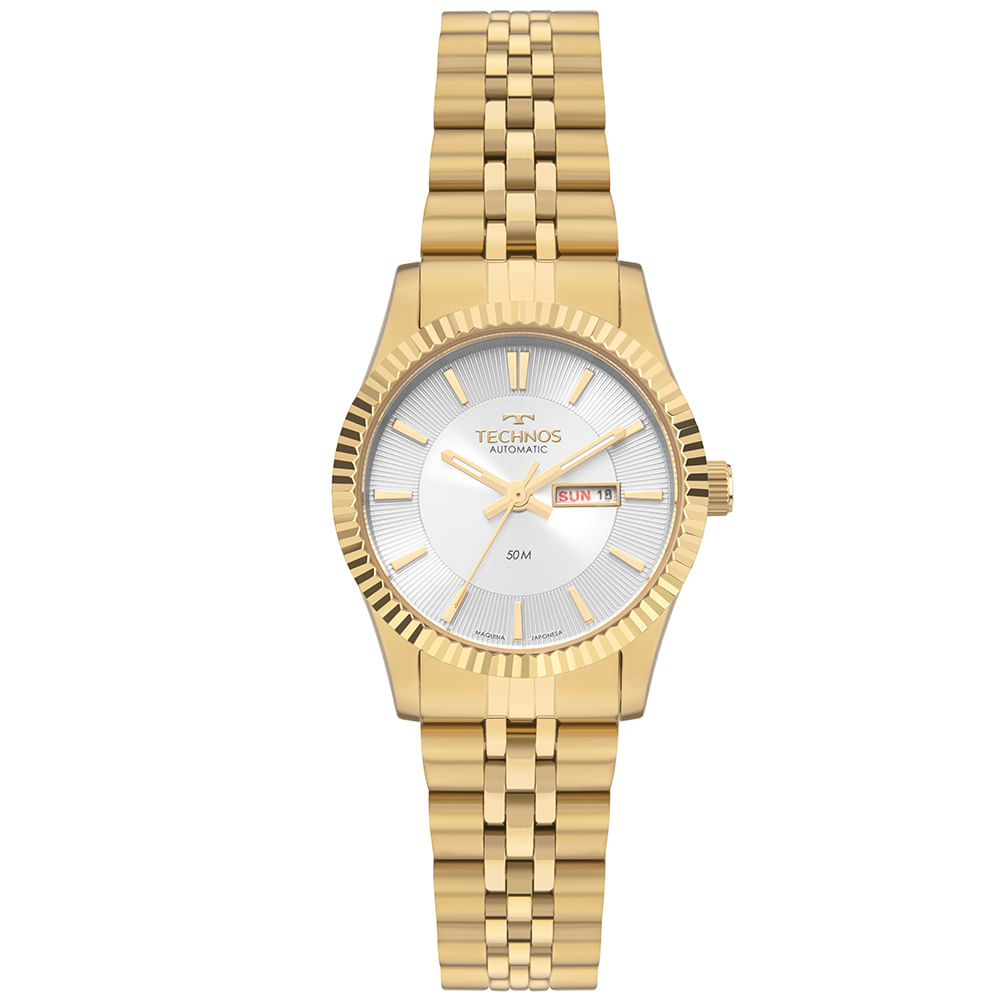 時計 kwbt516 Relógio Technos Feminino Automatico Dourado - 6T51AC/1K