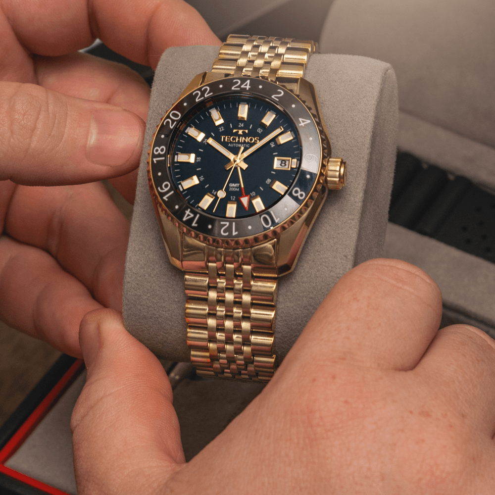 T00205 TD_MERRY様 Relógio Masculino Automático GMT Dourado Technos - NH34AB/T1P