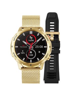 Smartwatch Technos Connect Sports Call Preto Dourado