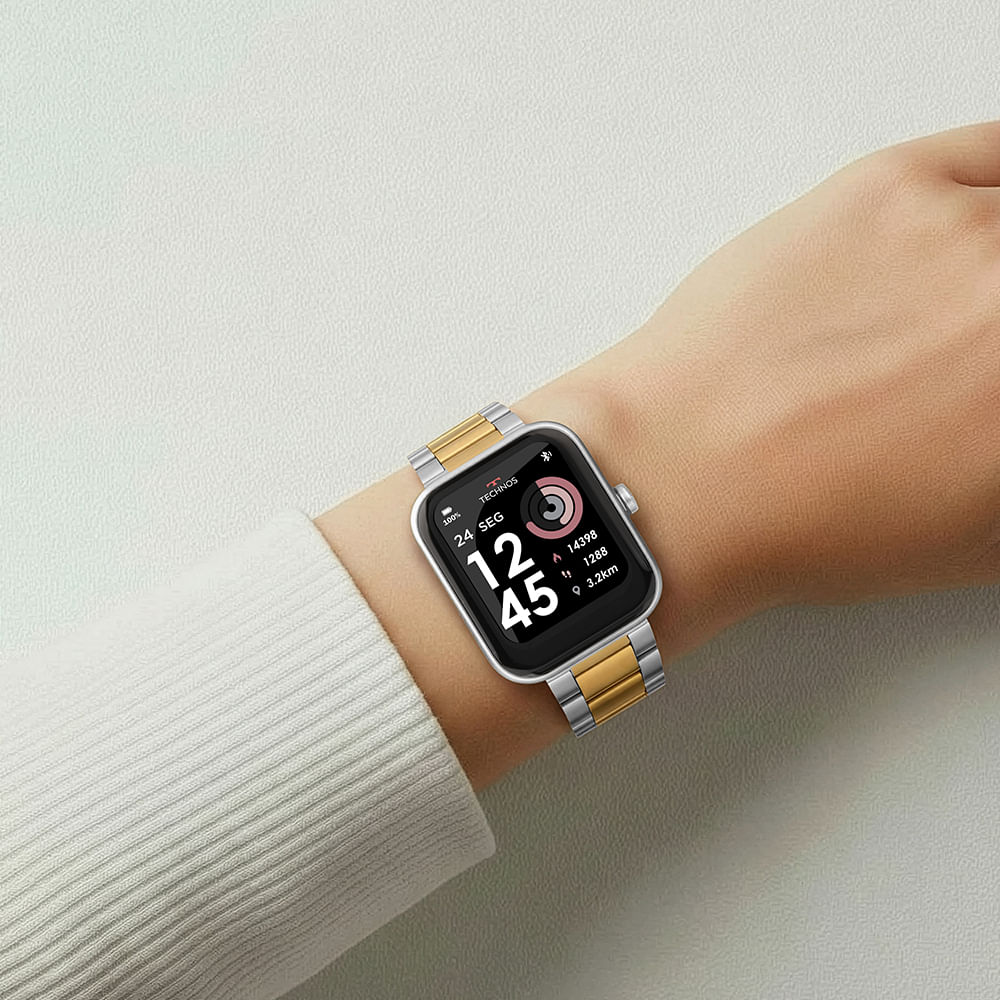 ジャパンテクノロジー　オブトゥース Smartwatch Technos Connect MAX Dourado e Prata - TMAXAN/8D